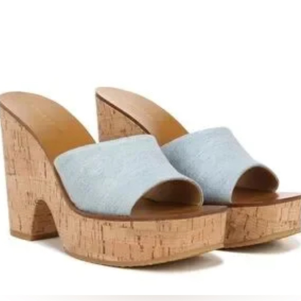Veronica Beard Paulita denim platform wedge sandal NWT